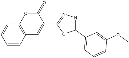 3-{5-[3-(methyloxy)phenyl]-1,3,4-oxadiazol-2-yl}-2H-chromen-2-one 结构式