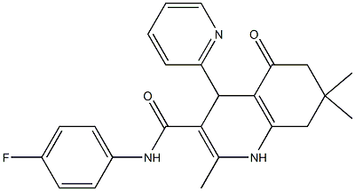 N-(4-fluorophenyl)-2,7,7-trimethyl-5-oxo-4-(2-pyridinyl)-1,4,5,6,7,8-hexahydro-3-quinolinecarboxamide 结构式