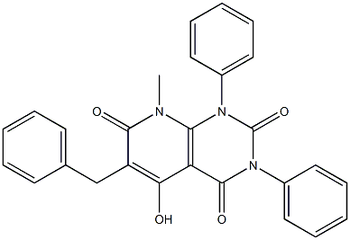 6-benzyl-5-hydroxy-8-methyl-1,3-diphenylpyrido[2,3-d]pyrimidine-2,4,7(1H,3H,8H)-trione 结构式