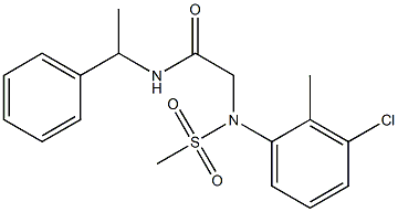 2-[3-chloro-2-methyl(methylsulfonyl)anilino]-N-(1-phenylethyl)acetamide 结构式