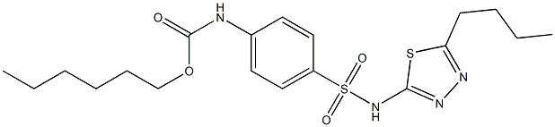 hexyl 4-{[(5-butyl-1,3,4-thiadiazol-2-yl)amino]sulfonyl}phenylcarbamate 结构式