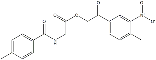 2-{3-nitro-4-methylphenyl}-2-oxoethyl [(4-methylbenzoyl)amino]acetate 结构式