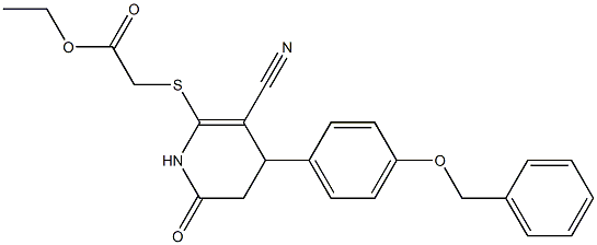 ethyl ({4-[4-(benzyloxy)phenyl]-3-cyano-6-oxo-1,4,5,6-tetrahydro-2-pyridinyl}sulfanyl)acetate 结构式