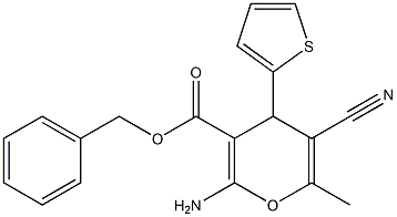 benzyl 2-amino-5-cyano-6-methyl-4-(2-thienyl)-4H-pyran-3-carboxylate 结构式