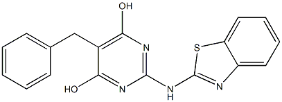 2-(1,3-benzothiazol-2-ylamino)-5-benzylpyrimidine-4,6-diol 结构式