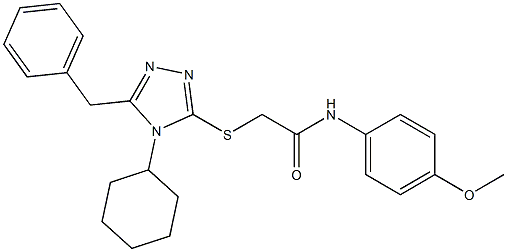 2-[(5-benzyl-4-cyclohexyl-4H-1,2,4-triazol-3-yl)sulfanyl]-N-(4-methoxyphenyl)acetamide 结构式