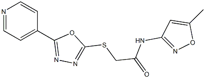 N-(5-methyl-3-isoxazolyl)-2-{[5-(4-pyridinyl)-1,3,4-oxadiazol-2-yl]sulfanyl}acetamide 结构式