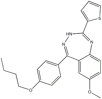 5-(4-butoxyphenyl)-7-methoxy-2-(2-thienyl)-3H-1,3,4-benzotriazepine 结构式