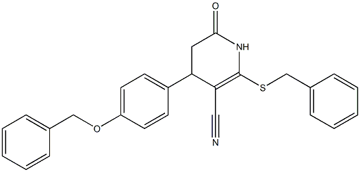 4-[4-(benzyloxy)phenyl]-2-(benzylsulfanyl)-6-oxo-1,4,5,6-tetrahydro-3-pyridinecarbonitrile 结构式