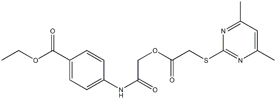 ethyl 4-{[({[(4,6-dimethyl-2-pyrimidinyl)sulfanyl]acetyl}oxy)acetyl]amino}benzoate 结构式