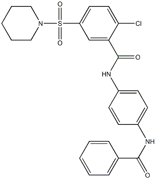 N-[4-(benzoylamino)phenyl]-2-chloro-5-(1-piperidinylsulfonyl)benzamide 结构式