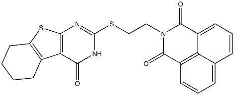 2-{2-[(4-oxo-3,4,5,6,7,8-hexahydro[1]benzothieno[2,3-d]pyrimidin-2-yl)sulfanyl]ethyl}-1H-benzo[de]isoquinoline-1,3(2H)-dione 结构式