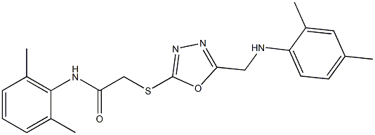 N-(2,6-dimethylphenyl)-2-[(5-{[(2,4-dimethylphenyl)amino]methyl}-1,3,4-oxadiazol-2-yl)sulfanyl]acetamide 结构式