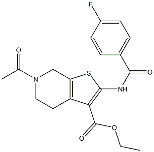 ethyl 6-acetyl-2-[(4-fluorobenzoyl)amino]-4,5,6,7-tetrahydrothieno[2,3-c]pyridine-3-carboxylate 结构式