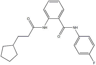 2-[(3-cyclopentylpropanoyl)amino]-N-(4-fluorophenyl)benzamide 结构式