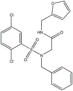 2-{benzyl[(2,5-dichlorophenyl)sulfonyl]amino}-N-(2-furylmethyl)acetamide 结构式