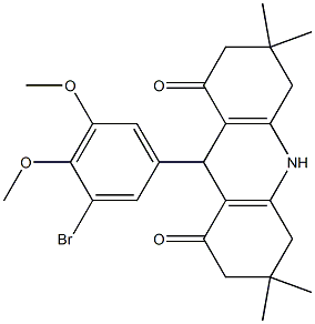 9-(3-bromo-4,5-dimethoxyphenyl)-3,3,6,6-tetramethyl-3,4,6,7,9,10-hexahydroacridine-1,8(2H,5H)-dione 结构式