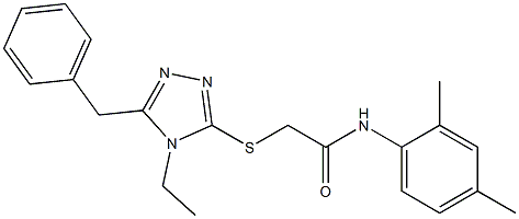 2-[(5-benzyl-4-ethyl-4H-1,2,4-triazol-3-yl)sulfanyl]-N-(2,4-dimethylphenyl)acetamide 结构式