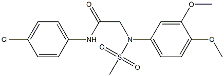 N-(4-chlorophenyl)-2-[3,4-dimethoxy(methylsulfonyl)anilino]acetamide 结构式