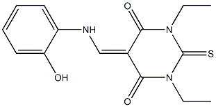 1,3-diethyl-5-[(2-hydroxyanilino)methylene]-2-thioxodihydro-4,6(1H,5H)-pyrimidinedione 结构式