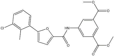 dimethyl 5-{[5-(3-chloro-2-methylphenyl)-2-furoyl]amino}isophthalate 结构式