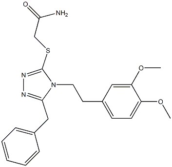 2-({5-benzyl-4-[2-(3,4-dimethoxyphenyl)ethyl]-4H-1,2,4-triazol-3-yl}sulfanyl)acetamide 结构式