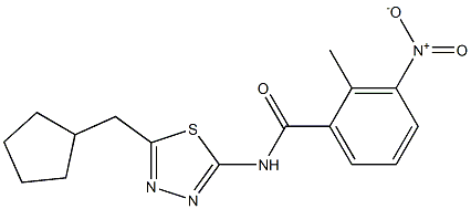 N-[5-(cyclopentylmethyl)-1,3,4-thiadiazol-2-yl]-3-nitro-2-methylbenzamide 结构式