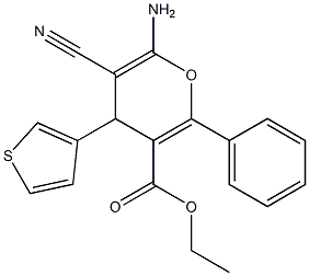 ethyl 6-amino-5-cyano-2-phenyl-4-(3-thienyl)-4H-pyran-3-carboxylate 结构式