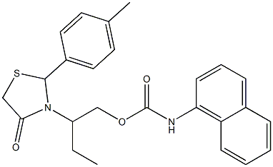 2-[2-(4-methylphenyl)-4-oxo-1,3-thiazolidin-3-yl]butyl 1-naphthylcarbamate 结构式