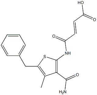 (E)-4-{[3-(aminocarbonyl)-5-benzyl-4-methyl-2-thienyl]amino}-4-oxo-2-butenoic acid 结构式