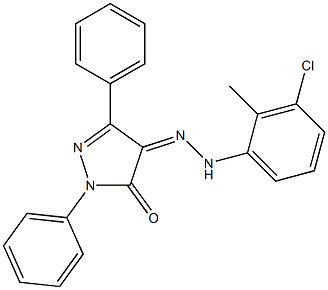 1,3-diphenyl-1H-pyrazole-4,5-dione 4-[N-(3-chloro-2-methylphenyl)hydrazone] 结构式
