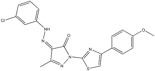 1-[4-(4-methoxyphenyl)-1,3-thiazol-2-yl]-3-methyl-1H-pyrazole-4,5-dione 4-[N-(3-chlorophenyl)hydrazone] 结构式