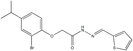 2-(2-bromo-4-isopropylphenoxy)-N'-[(E)-2-thienylmethylidene]acetohydrazide 结构式