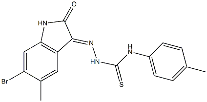 2-(6-bromo-5-methyl-2-oxo-1,2-dihydro-3H-indol-3-ylidene)-N-(4-methylphenyl)-1-hydrazinecarbothioamide 结构式