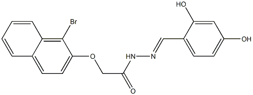 2-[(1-bromo-2-naphthyl)oxy]-N'-[(E)-(2,4-dihydroxyphenyl)methylidene]acetohydrazide 结构式