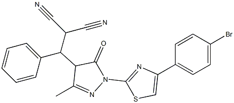 2-[{1-[4-(4-bromophenyl)-1,3-thiazol-2-yl]-3-methyl-5-oxo-4,5-dihydro-1H-pyrazol-4-yl}(phenyl)methyl]malononitrile 结构式