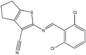 2-{[(E)-(2,6-dichlorophenyl)methylidene]amino}-5,6-dihydro-4H-cyclopenta[b]thiophene-3-carbonitrile 结构式