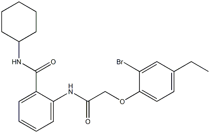 2-{[2-(2-bromo-4-ethylphenoxy)acetyl]amino}-N-cyclohexylbenzamide 结构式