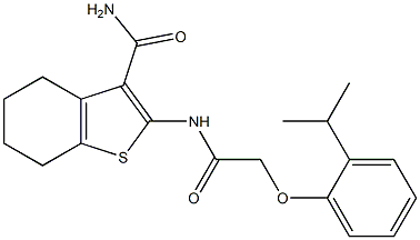 2-{[2-(2-isopropylphenoxy)acetyl]amino}-4,5,6,7-tetrahydro-1-benzothiophene-3-carboxamide 结构式