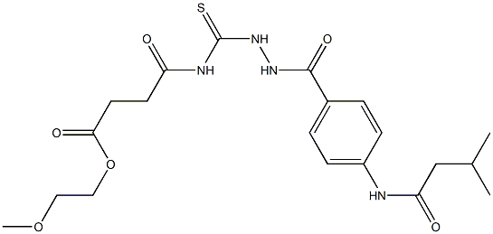 2-methoxyethyl 4-{[(2-{4-[(3-methylbutanoyl)amino]benzoyl}hydrazino)carbothioyl]amino}-4-oxobutanoate 结构式