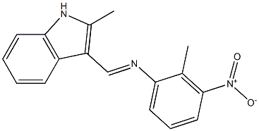 N-[(E)-(2-methyl-1H-indol-3-yl)methylidene]-N-(2-methyl-3-nitrophenyl)amine 结构式