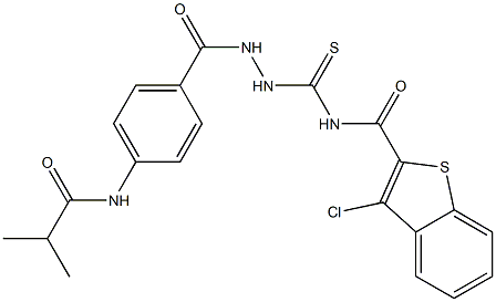 3-chloro-N-({2-[4-(isobutyrylamino)benzoyl]hydrazino}carbothioyl)-1-benzothiophene-2-carboxamide 结构式