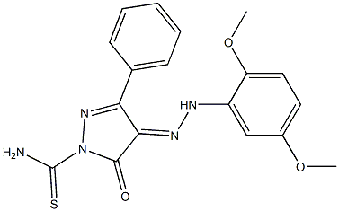 4-[(E)-2-(2,5-dimethoxyphenyl)hydrazono]-5-oxo-3-phenyl-4,5-dihydro-1H-pyrazole-1-carbothioamide 结构式