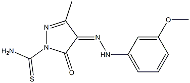 4-[(Z)-2-(3-methoxyphenyl)hydrazono]-3-methyl-5-oxo-1H-pyrazole-1(5H)-carbothioamide 结构式