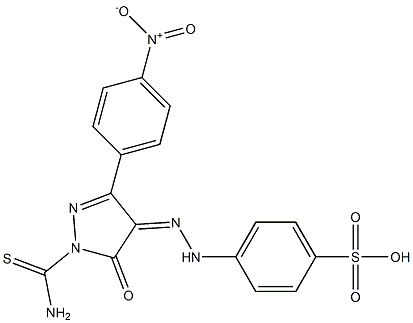 4-{2-[1-(aminocarbothioyl)-3-(4-nitrophenyl)-5-oxo-1,5-dihydro-4H-pyrazol-4-ylidene]hydrazino}benzenesulfonic acid 结构式