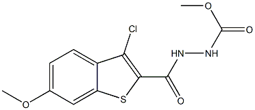 methyl 2-[(3-chloro-6-methoxy-1-benzothiophen-2-yl)carbonyl]-1-hydrazinecarboxylate 结构式