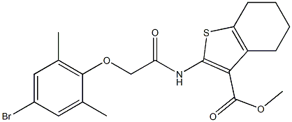 methyl 2-{[2-(4-bromo-2,6-dimethylphenoxy)acetyl]amino}-4,5,6,7-tetrahydro-1-benzothiophene-3-carboxylate 结构式
