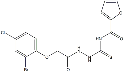 N-({2-[2-(2-bromo-4-chlorophenoxy)acetyl]hydrazino}carbothioyl)-2-furamide 结构式