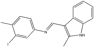 3-iodo-4-methyl-N-[(E)-(2-methyl-1H-indol-3-yl)methylidene]aniline 结构式