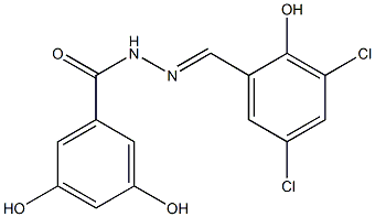 N'-[(E)-(3,5-dichloro-2-hydroxyphenyl)methylidene]-3,5-dihydroxybenzohydrazide 结构式